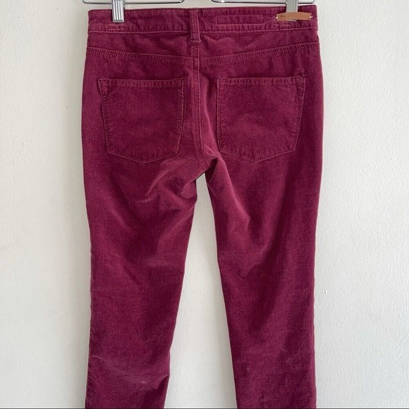 Anthropologie Pilcro Corduroy Skinny Pants Mid Rise Stretch Burgundy Red Size 25 - Picture 5 of 8